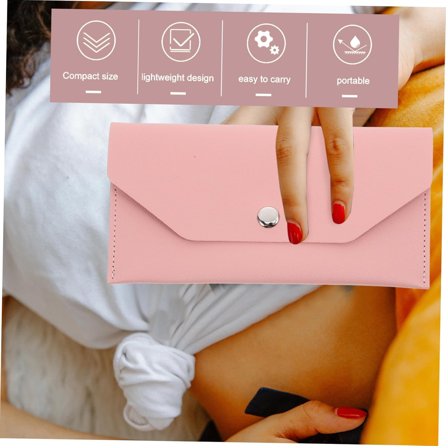 HOMSFOU Envelope Business Card Holder Pu Cash Envelope Bag for Credit Card Holder for Men Travel Document Organizer