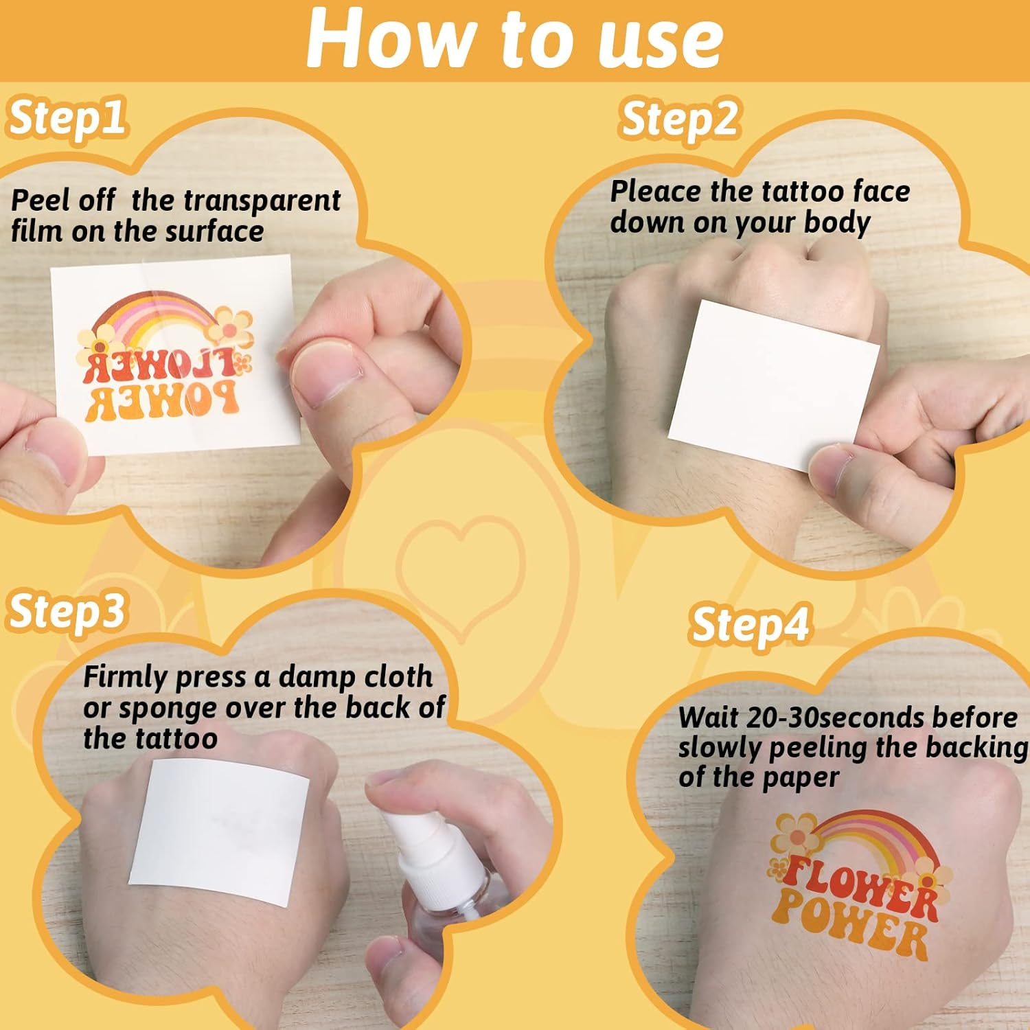 280Pcs Hippie Theme Temporary Tattoos Stickers 70'S Theme Tattoos Stickers Hippie Face Body Sticker for Adults and Kids Cute Cartoon Printing Groovy Assorted Groovy Party Supplies