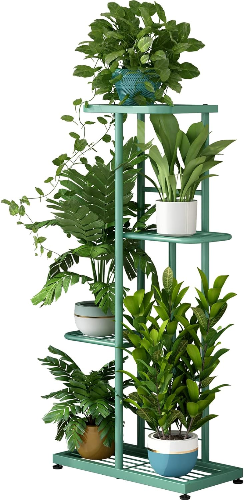 LINZINAR Plant Stand Metal 7 Tier 8 Potted Multiple Flower Pot Holder Shelf Indoor Outdoor Planter Display Shelving Unit for Patio Garden Corner Balcony Living Room, Bronze