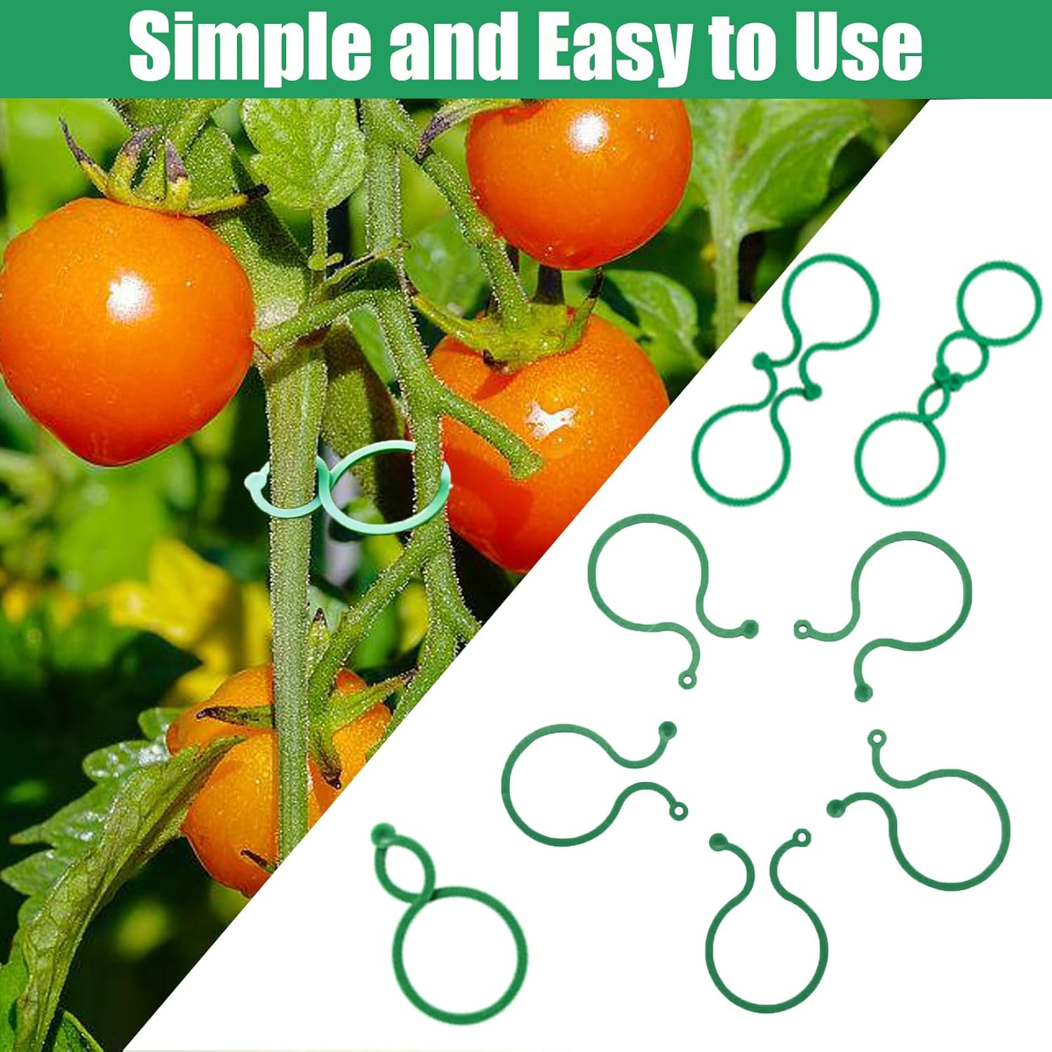 Hysagtek Pack of 200 Plant Clips for Supporting and Attaching Plants, Plant Clips, Trellis for Garden, Plants, Vegetable Fruit, Climbing Plants (Green) image number 6