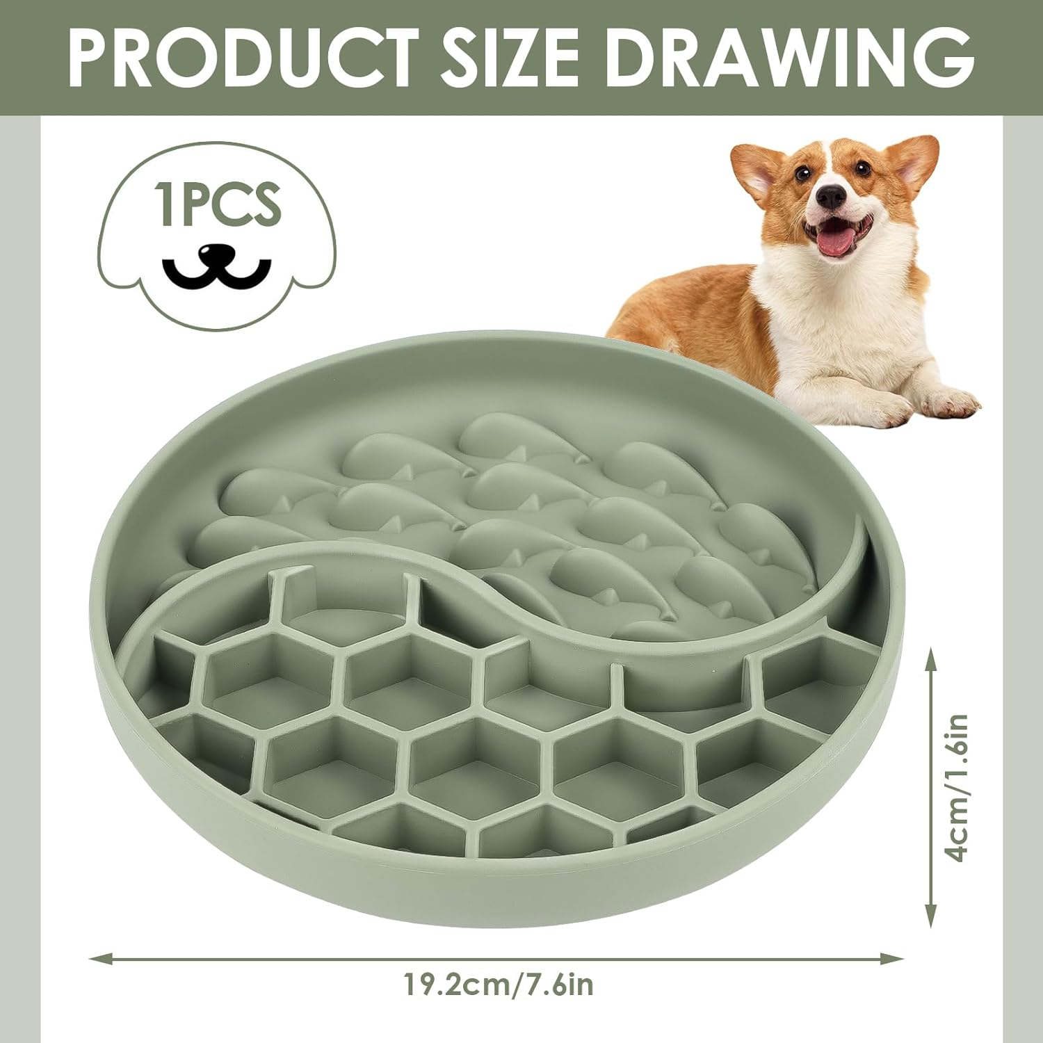 Anti-Sling Bowl for Dogs and Cats, Slow Feeder Cat Wet Food, Slow Feeding Cat Bowl, 20 Cm Lick Mat for Dogs with Large Suction Cups for Cats and Small Dogs image number 2