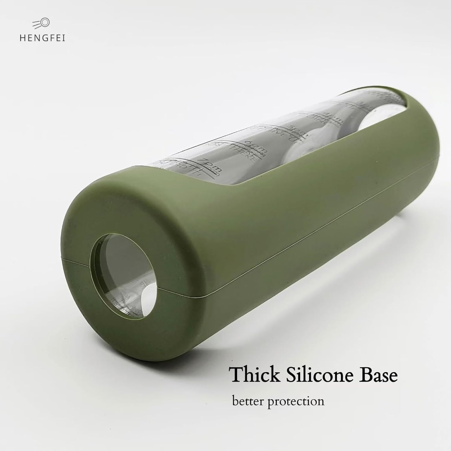 HENGFEI 1 Litre Borosilicate Glass Water Bottle with Time Markings and Reminder Quotes, Glass Drink Bottle 1L with Silicone Sleeve and Bamboo Lid. (Army Green Silicone Sleeve) - Blue Silicone Sleeve image number 4