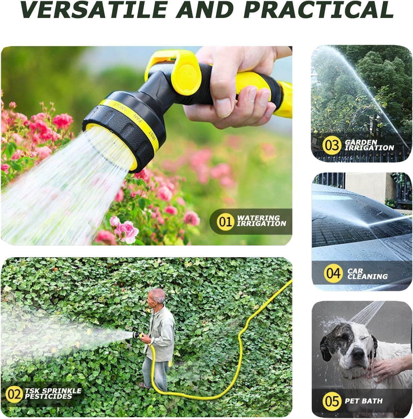 Retractable Garden Hose Reel, 20M+2M,10 Pattern Nozzle, Any Length Lock, Slow Rewind, Easy to Put Back,Wall Mounted, for Watering/Washing/Cleaning(Yellow)