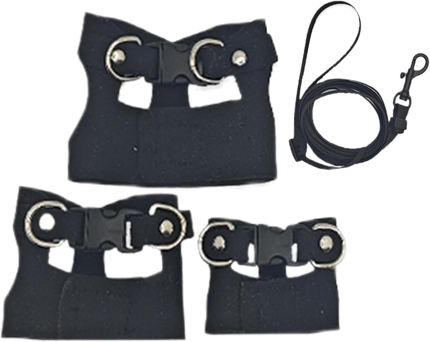 3 Size Lizard Traction Rope,Bearded Dragon Harness and Leash Set,Adjustable Harness Soft Leather Leash Lizard Reptile Traction Rope Walking Vest Accessories for Bearded Dragon,Iguana,Gecko (Black) image number 4