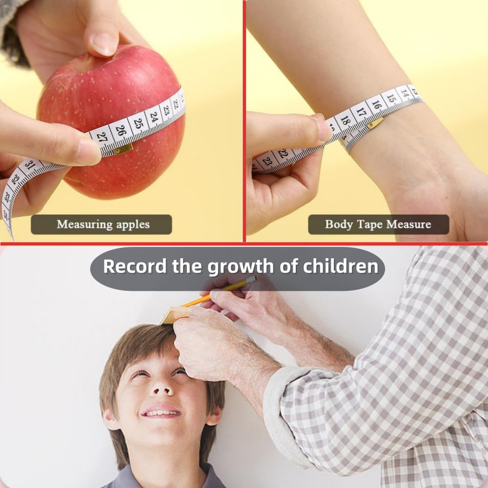 4PCS Body Measuring Ruler Sewing Cloth Tailor Tape Measure Soft Flat 60Inch1.5M, Dual-Sided, Large Print, Flexible, Metal Ends image number 4