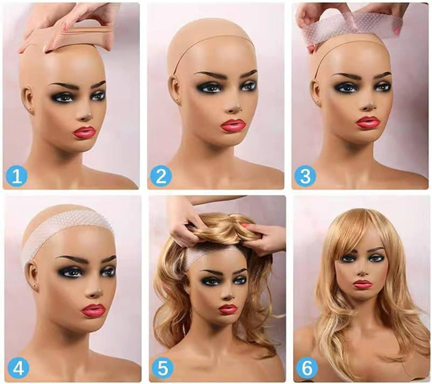 Adjustable Silicone Grip Wig Band,Silicone Wig Headband Non Slip Bands Seamless for Men Women Sports Yoga,2 PCS (White) - Black image number 3