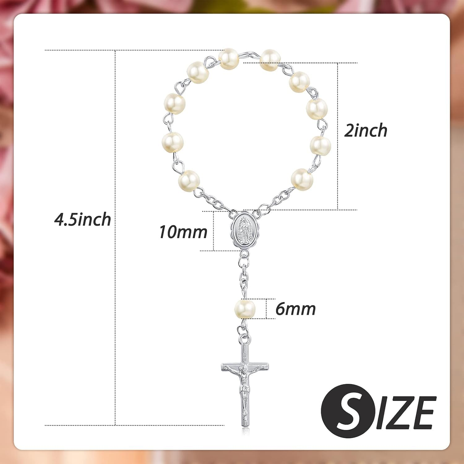 30 Pieces Baptism Rosary Acrylic Rosary Beads Finger Baptism Rosaries Faux Pearls for Baptism Favors Christening Favors Communion Favors Weddings Party Favors, Small, Acrylic Metal image number 5