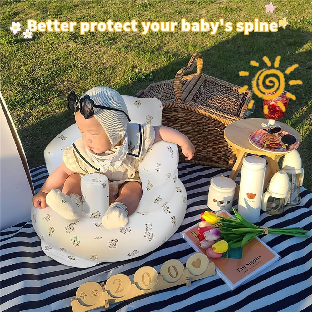 Inflatable Chair, Back Support Sofa, Feeding Shower Chair with Spine and Waist Protection for Easy Feeding, Seat for Bathroom, Outdoors and Travel image number 2