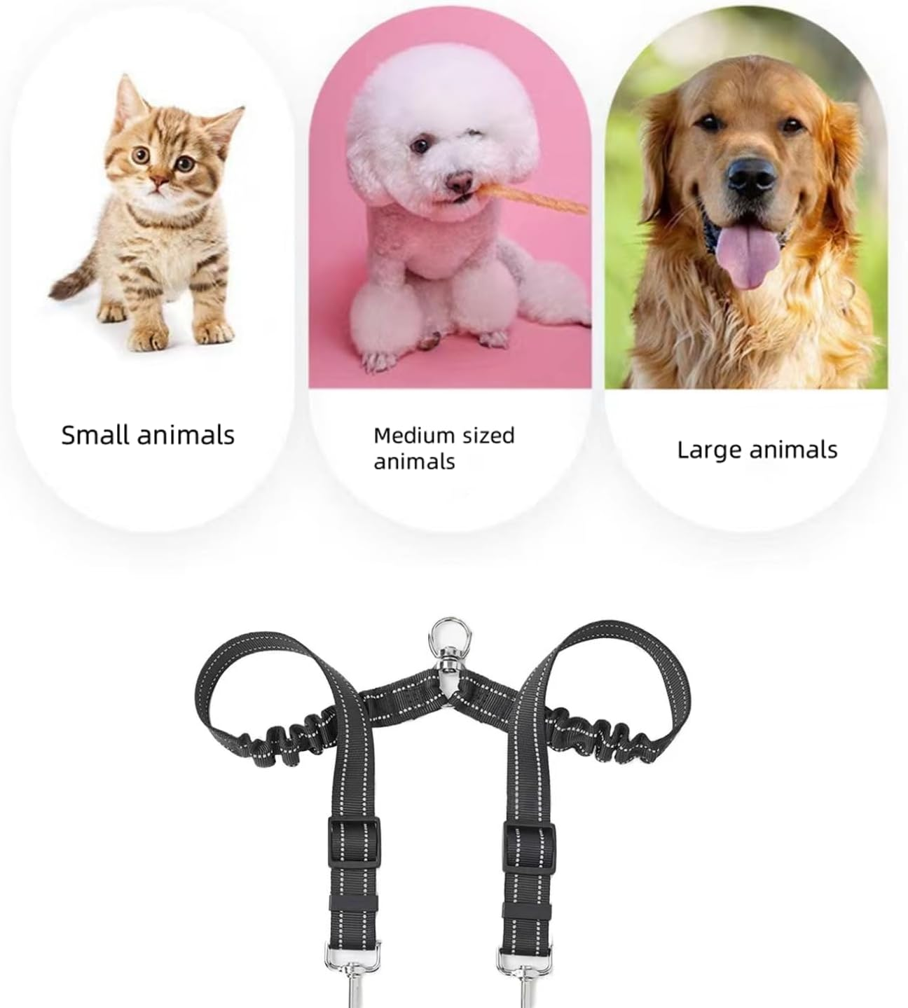 Double Dog Lead for Walking 2 Dogs No Tangle 360&deg; Swivel Reflective Dual Leash with Double Clip for Dogs image number 4