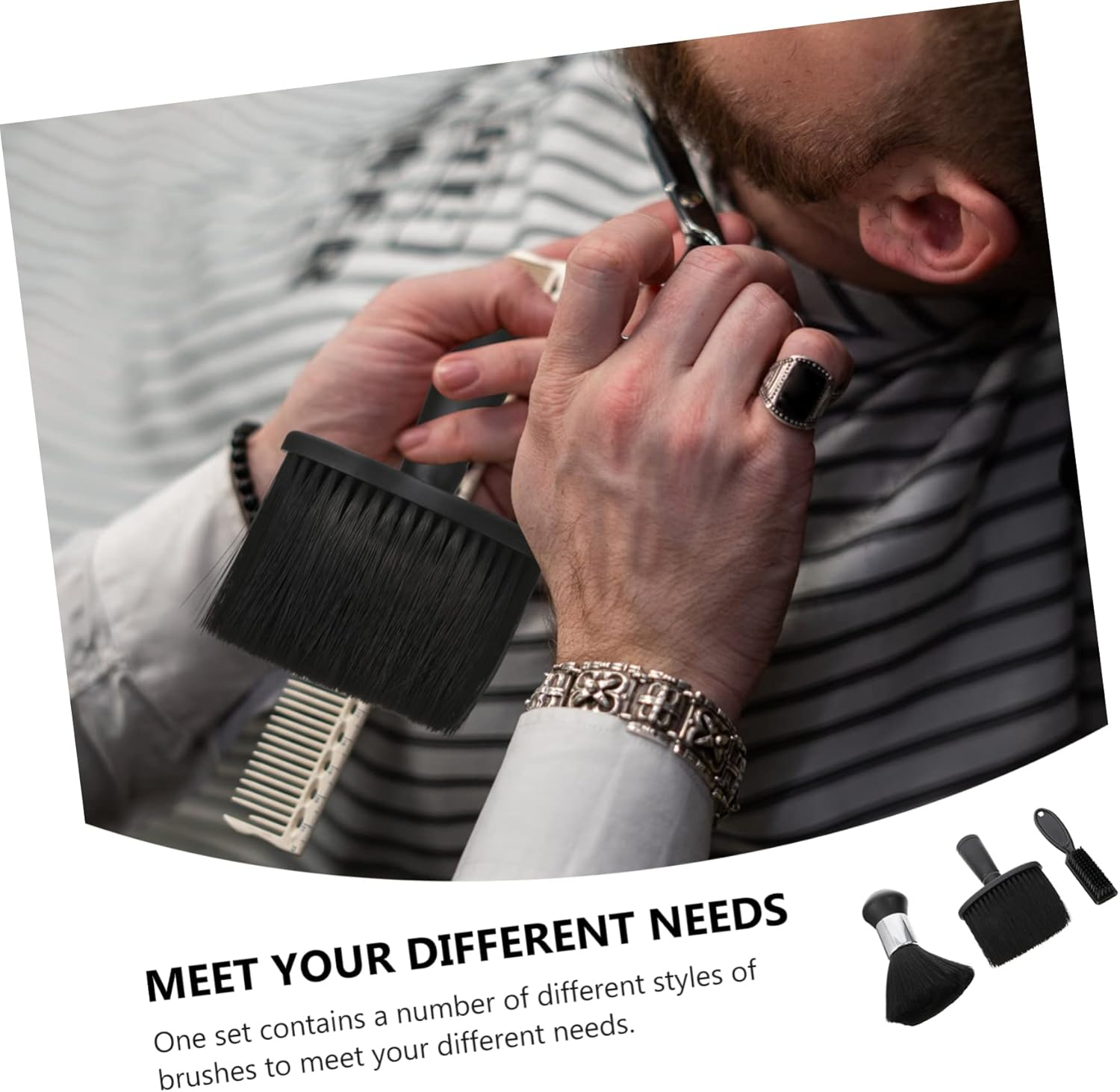 KALLORY 3Pcs Hairdressing Broken Hair Brush Neck Duster for Barbers Hair Cleaning Brush Set Practical and Portable Suitable for Salon and Home image number 4