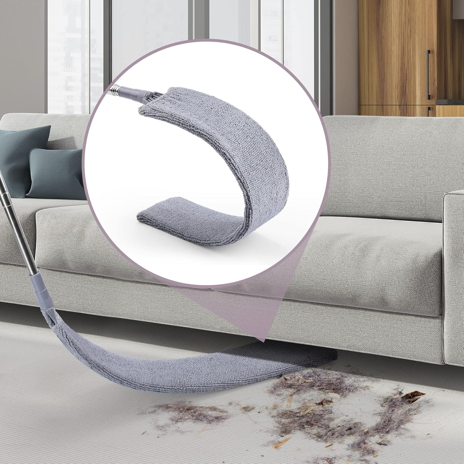 Retractable Gap Dust Cleaner, Duster Flat Mop up to Extendable and Two Microfibre Covers, Retractable Gap Dust Cleaner for under Sofa, Cabinets, Bed, Household Gap Dust image number 4