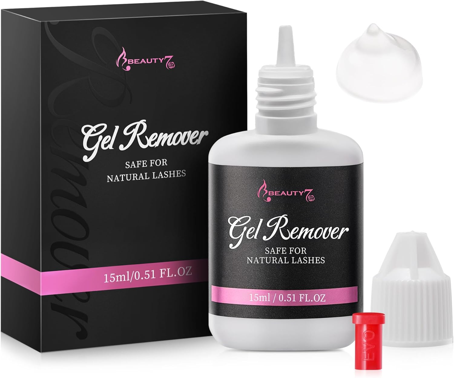 Beauty7 Eyelash Extension Gel Remover Lash Extensions Lash Remover for Eyelash Extension Removal Professional Clear 15Ml