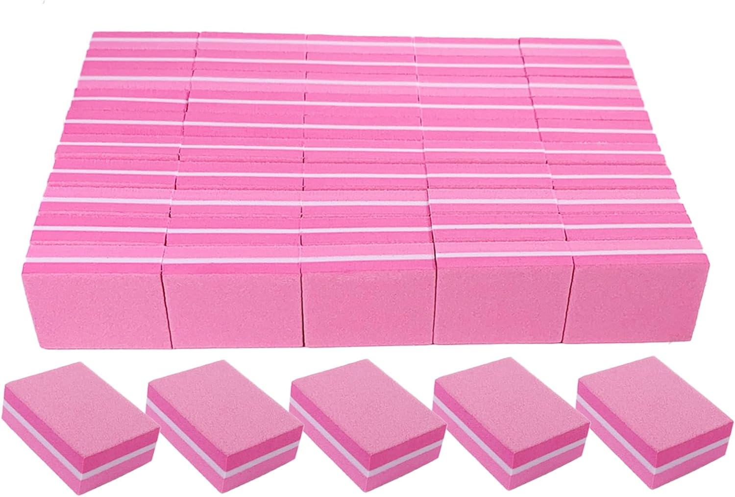 180/240 Grit Nail Buffers (50 Pack), Mini Buffer Block Nail File for Acrylic Nails and Natural Nails, Professional Nail Buffer Block Bulk Buffing Blocks for Nail Buff Manicure File Blocks Set Pink image number 1