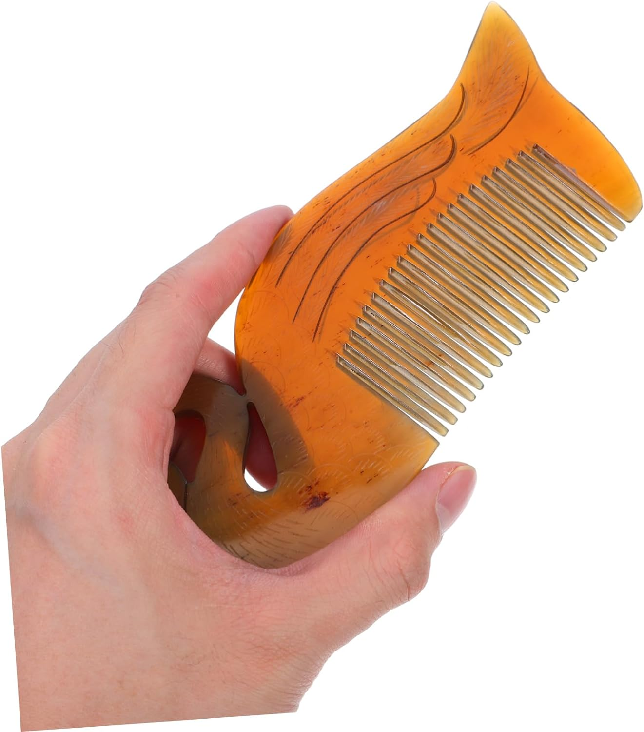 IWOWHERO Ox Horn Comb Double Sided Carved Swan Shape Static Hairdressing Tool Portable Hair Smoothing Comb for Home and Travel with Unique Chic Design image number 3