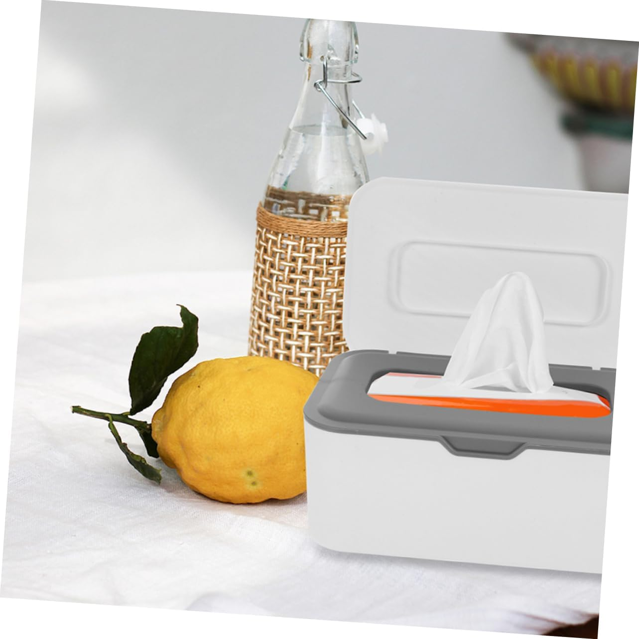 2Pcs Reusable Wipe Boxes Lid Sealed Dustproof Wipe Dispenser for Baby and Bathroom Portable Refillable Holder Container Gray image number 5