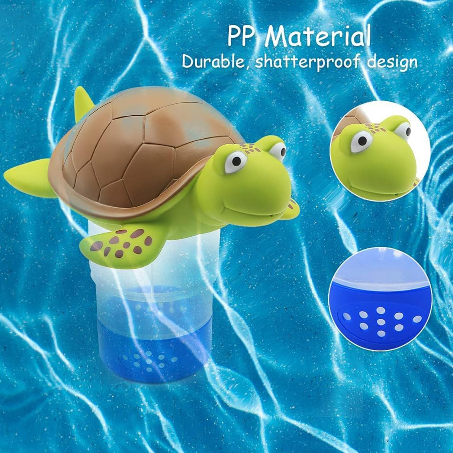 Chlorine Dispenser for Pool, Floating Duck Tablet Holder, Adjustable Feeder Water Purifier for Small Large Pool, Tub, Spa (Turtle) image number 6