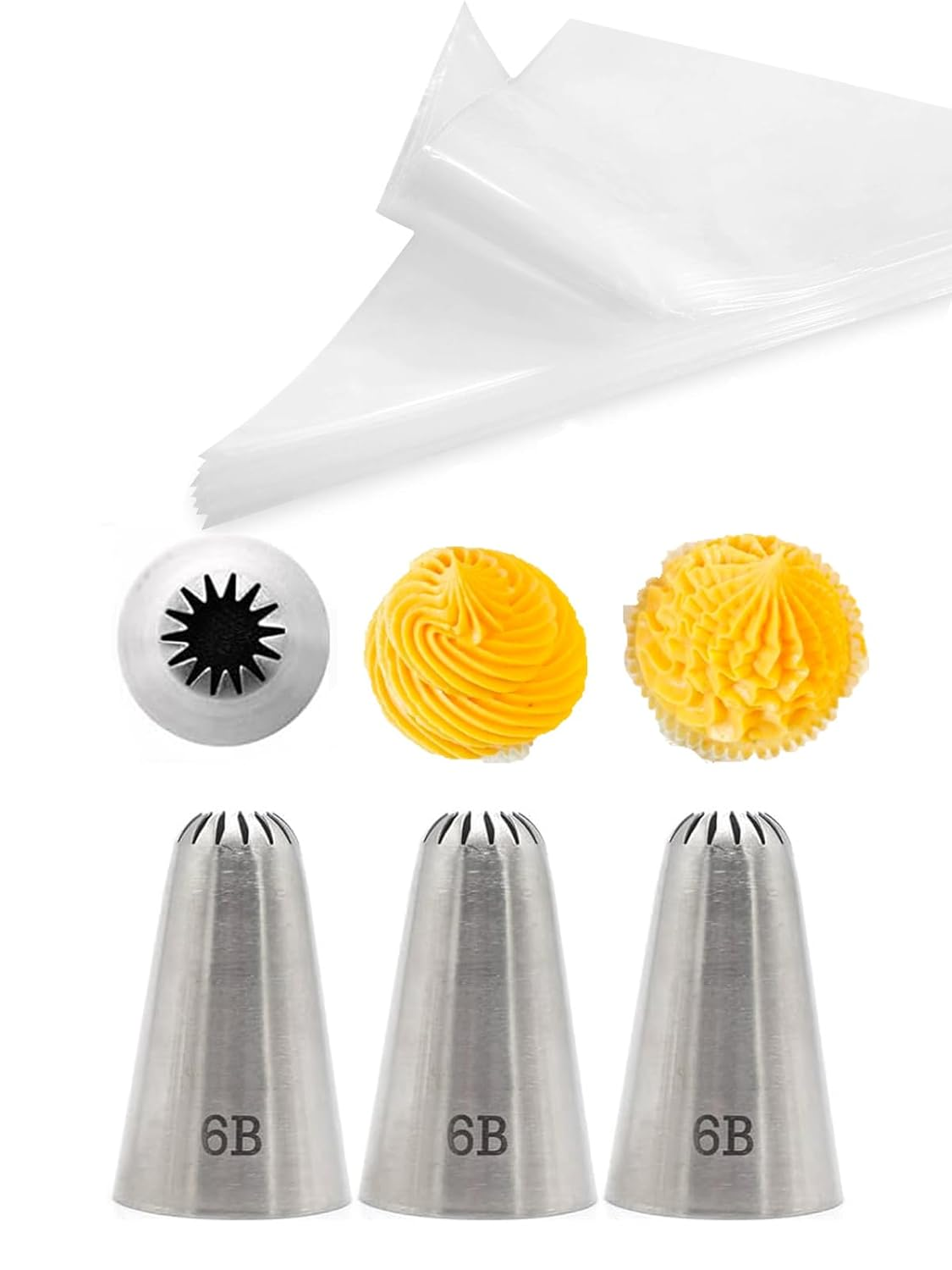 Large Piping Bags and Tips,Eclairs Churros Macaron Meringues Drop Flower Piping Tips with Bags 12 Inch for Cake Cupcake Cookie Decorating,25 Pcs