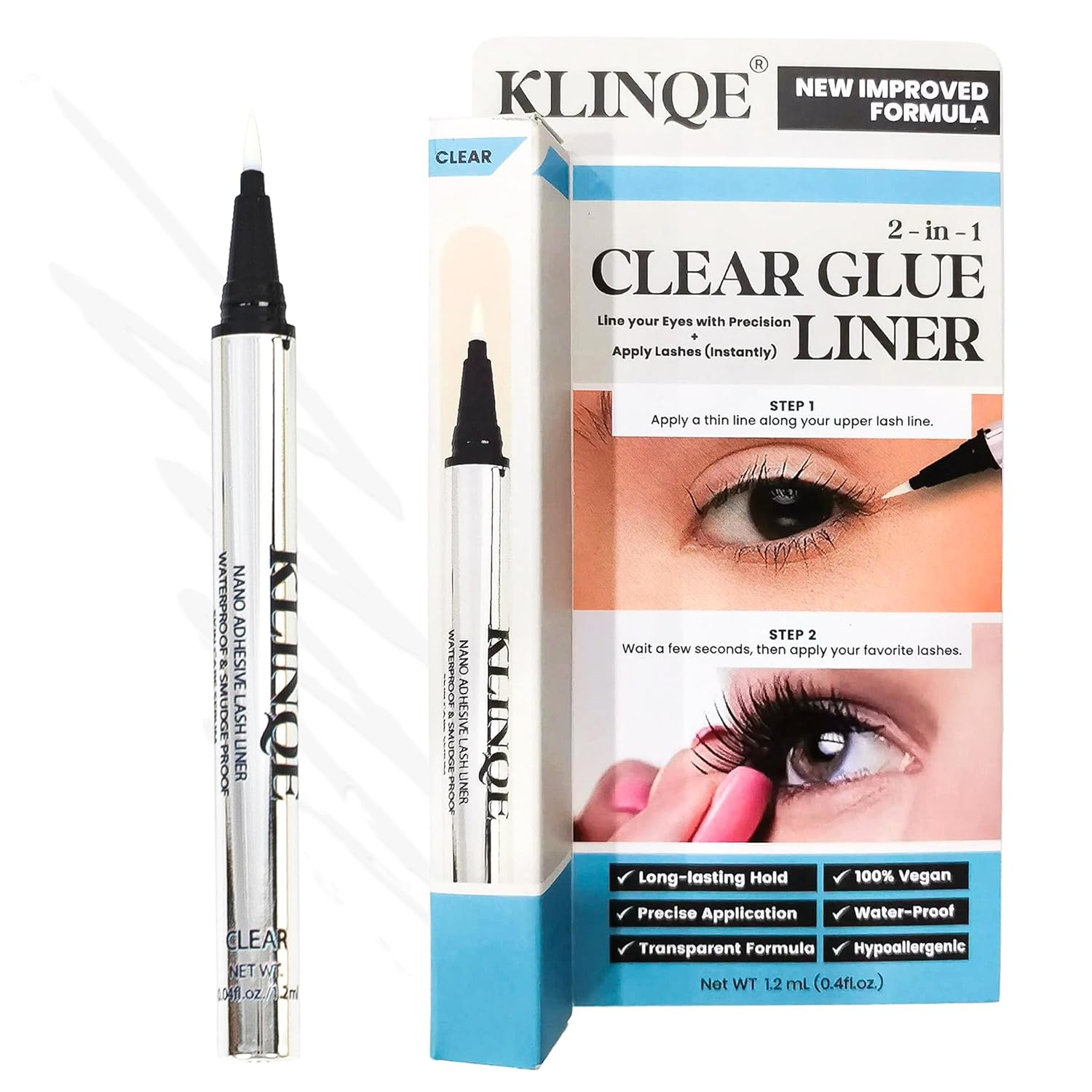 2-In-1 Clear Lash Adhesive & Liner &ndash; Waterproof, Smudge-Proof, Strong Hold &ndash; Contact Lens Friendly, Works with All Lash Types image number 2