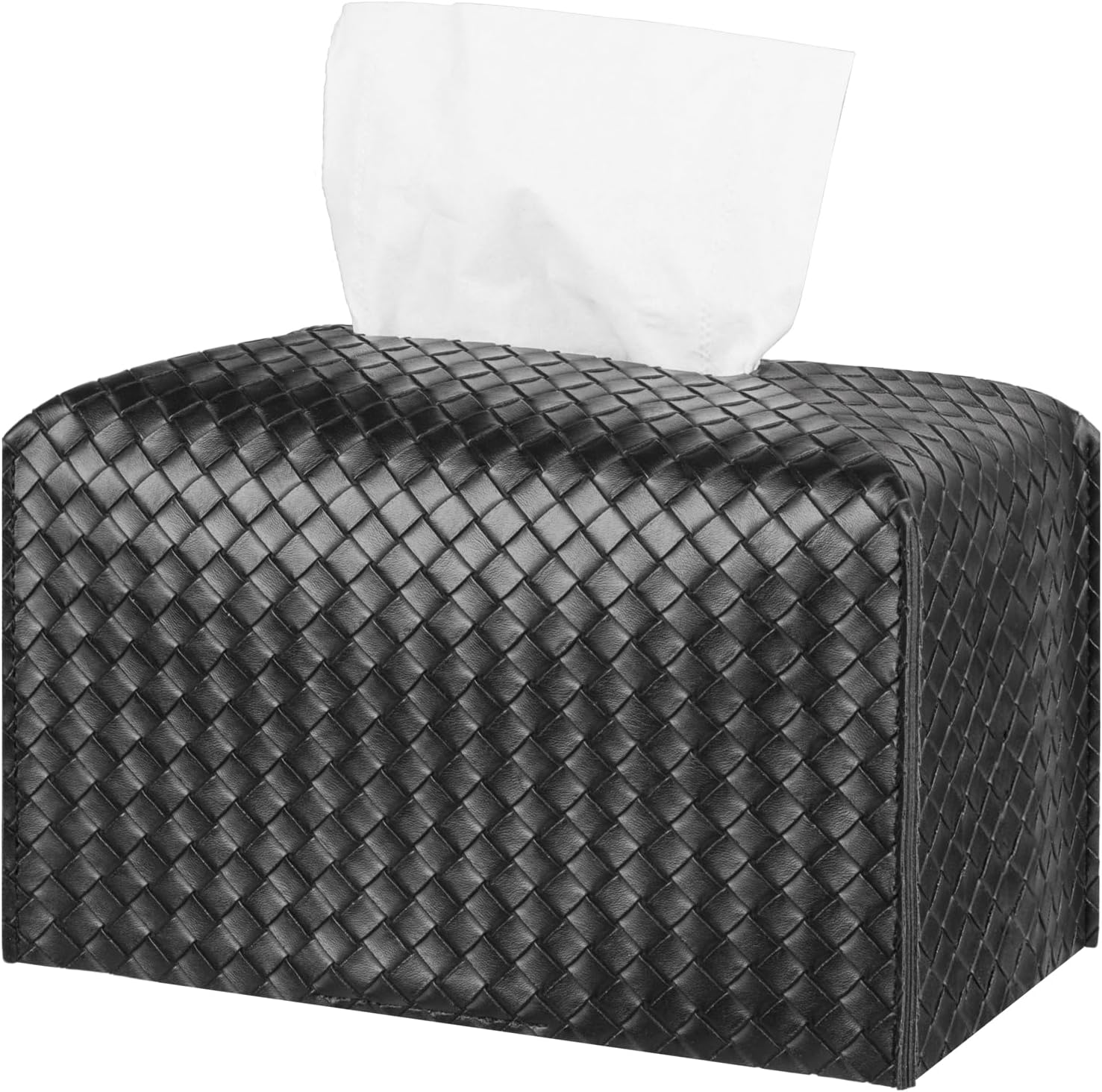 Tissue Box Cover PU Leather Tissue Holder Square Facial Tissue Case Facial Paper Organizer Dispenser for Bathroom, Vanity Countertop, Tabletop, Car, Rectangle, Misty Gray
