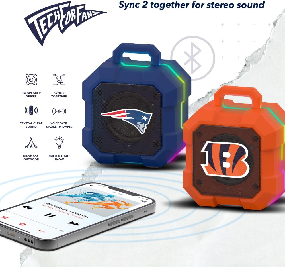 NHL Philadelphia Flyers Shockbox LED Wireless Bluetooth Speaker, Team Color