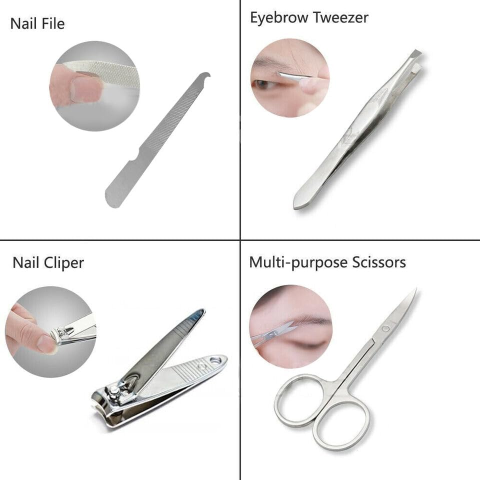 Leona Co 7PCS Manicure Sets Pedicure Kits Stainless Steel Nail Clipper Personal Care Tools with Case (White) - White image number 1