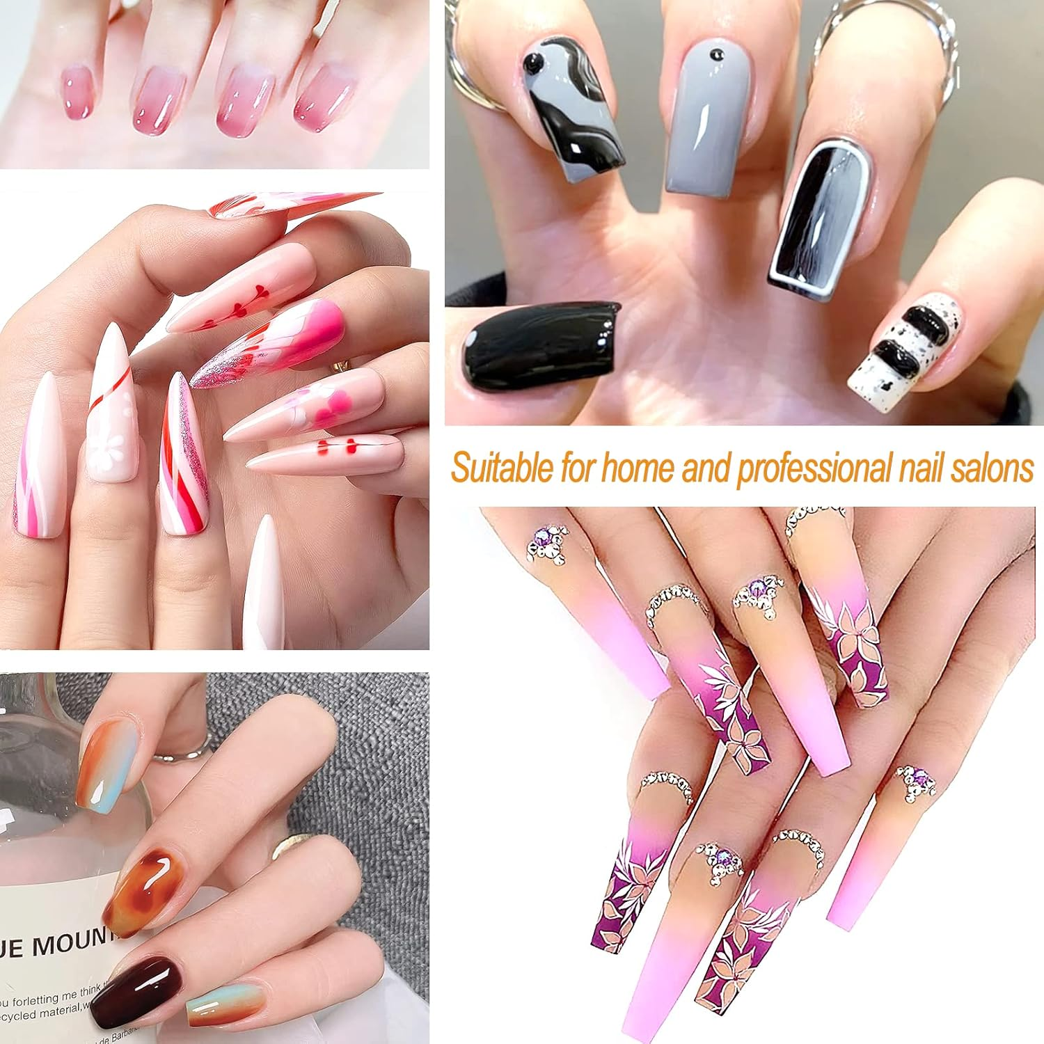 8PCS Function Nail Brush, Nail Liner Brush, Double Ended Nail Art Pen Brushes with Glitter Handle, for DIY Nail Art Designs Dot Pen Tools for Women Girls image number 5