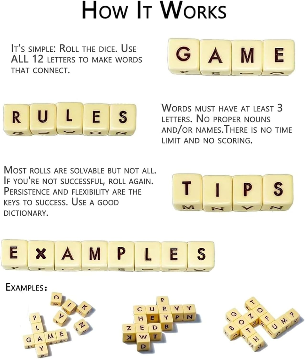 2Pcs Solitaire Dice Word Game for Travel - Classic Letter Game for Word and Puzzle Lovers image number 2