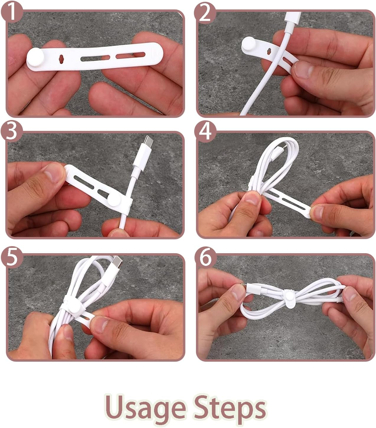 ONBPIY Reusable Silicone Cable Ties 14Pcs 7 Colors Adjustable Cord Organiser & Wire Organiser for Phone Charger Computer Cables image number 2