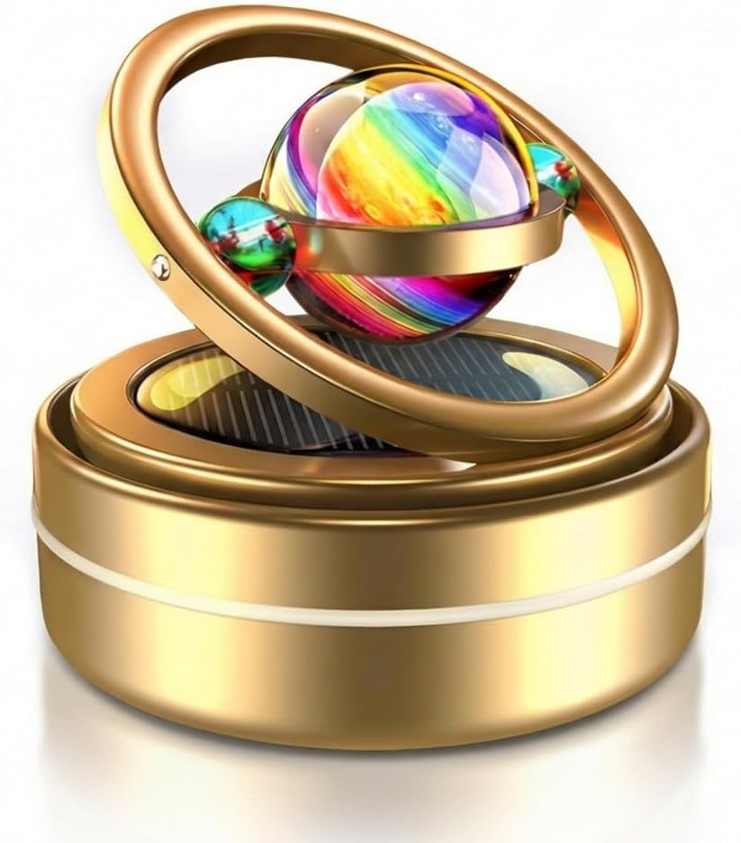 Solar Celestial Fidget Spinner, Lucky Car Decoration, Automatic Sun Powered Home Office & Automotive Accessories, Parents Day Birthday Gift Exchange, Aroma Diffuser Perfume Not Included (Galaxy Red)