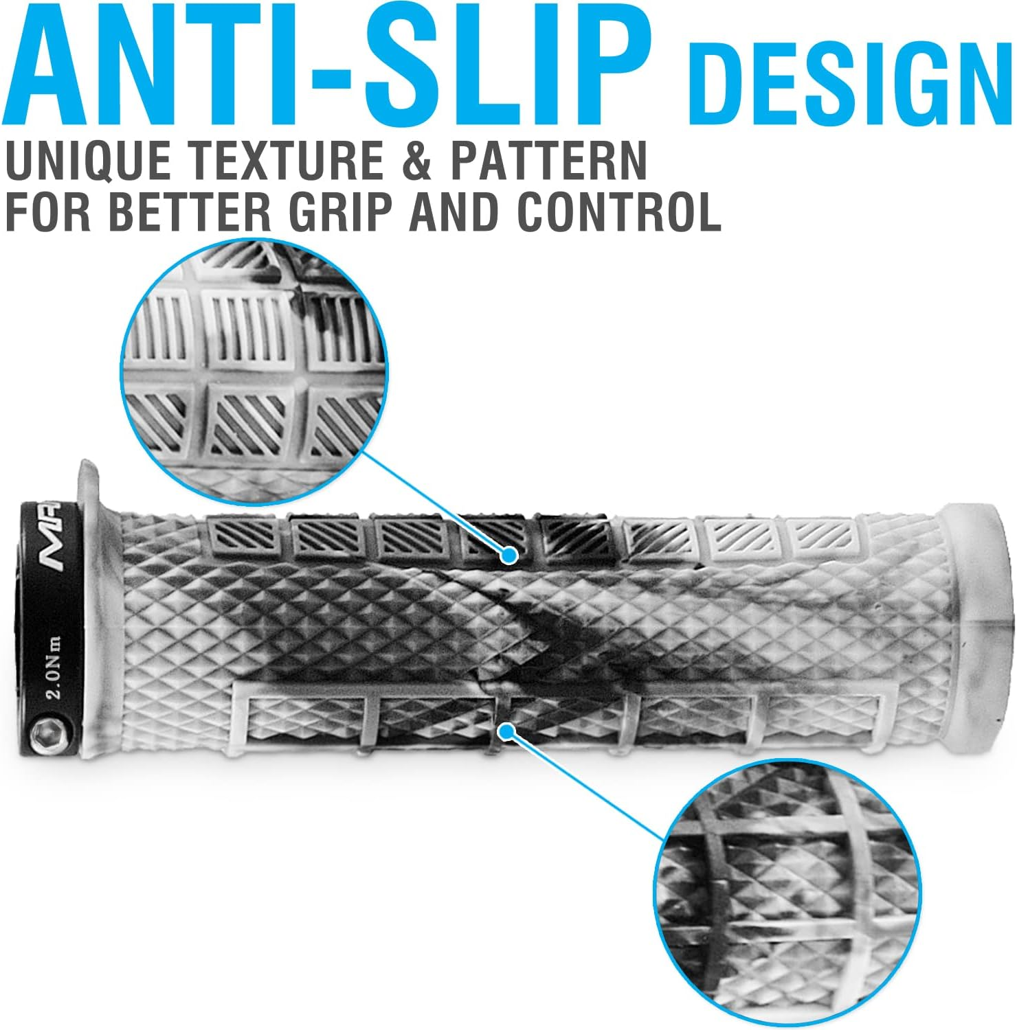 MARQUE Grapple Mountain Bike Handlebar Grips - Single Lock-On Ring MTB and BMX Bicycle Handle Bar with Non-Slip Grip image number 6