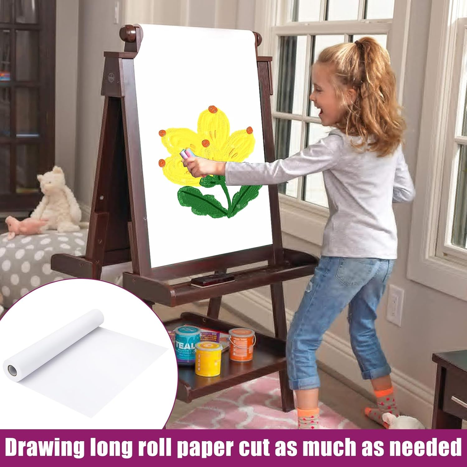LDHHYH 2 Pack Drawing Paper Roll, White Arts Paper Roll, 30M X 38Cm Recycled Wrapping Paper Easel Paper Painting Sketching Paper for Use in School Home Office image number 4