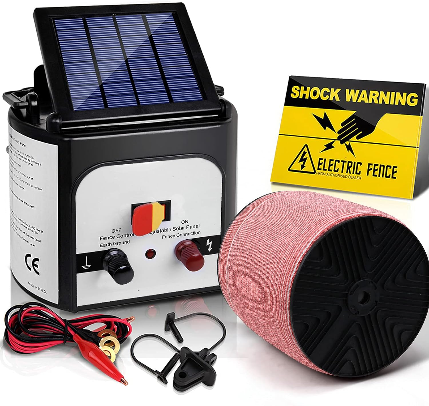 Giantz Fence Energiser 8KM Solar Powered Electric 1200M Poly Tape Fencing Kit image number 5