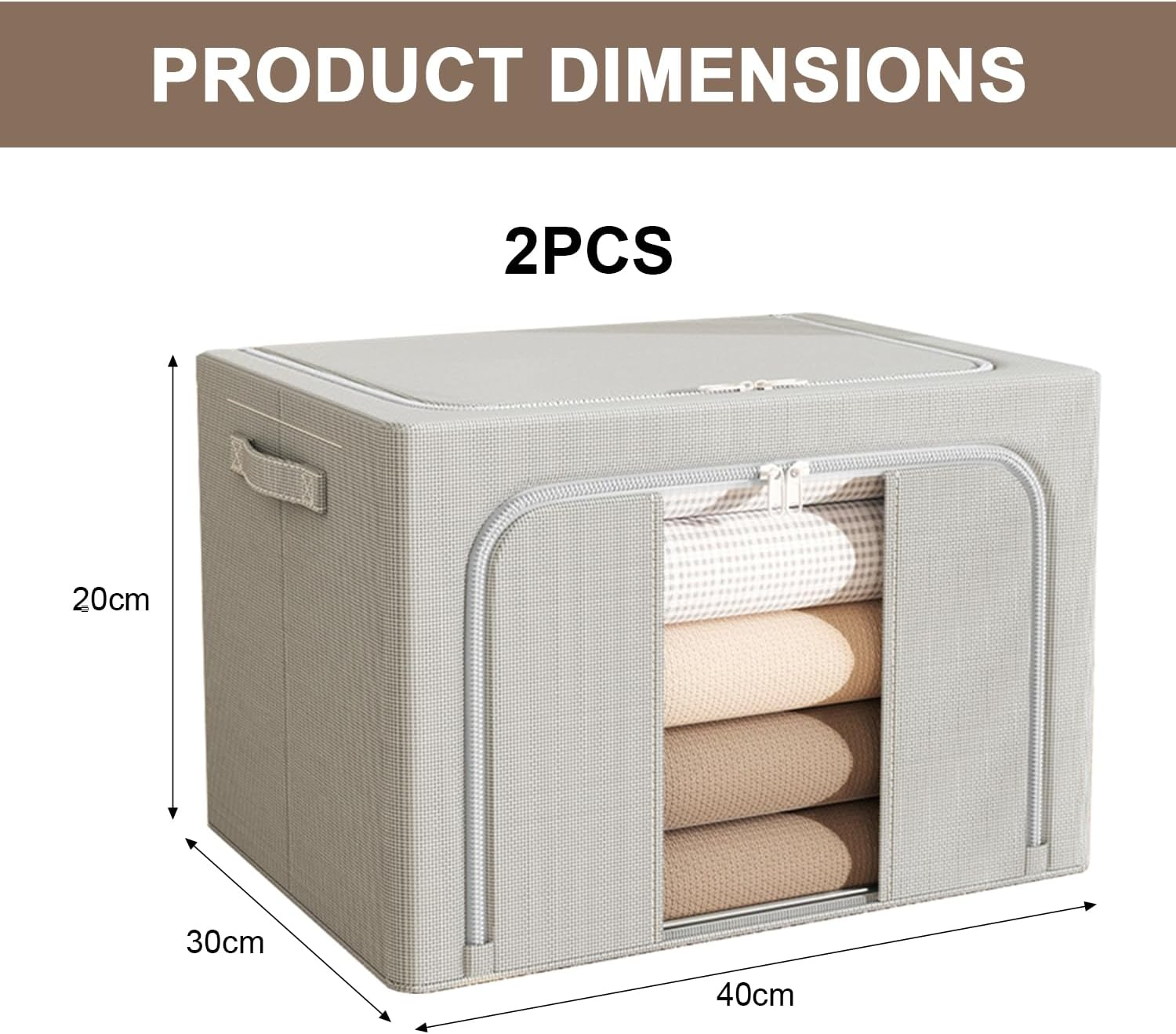 LAMCAN 2 Pack Storage Box, Wardrobe Clothes Organiser, with Transparent Window and Carrying Handle. Wardrobe Storage & Organisation, Suitable for Blankets, Bedding, Toys, Books image number 3