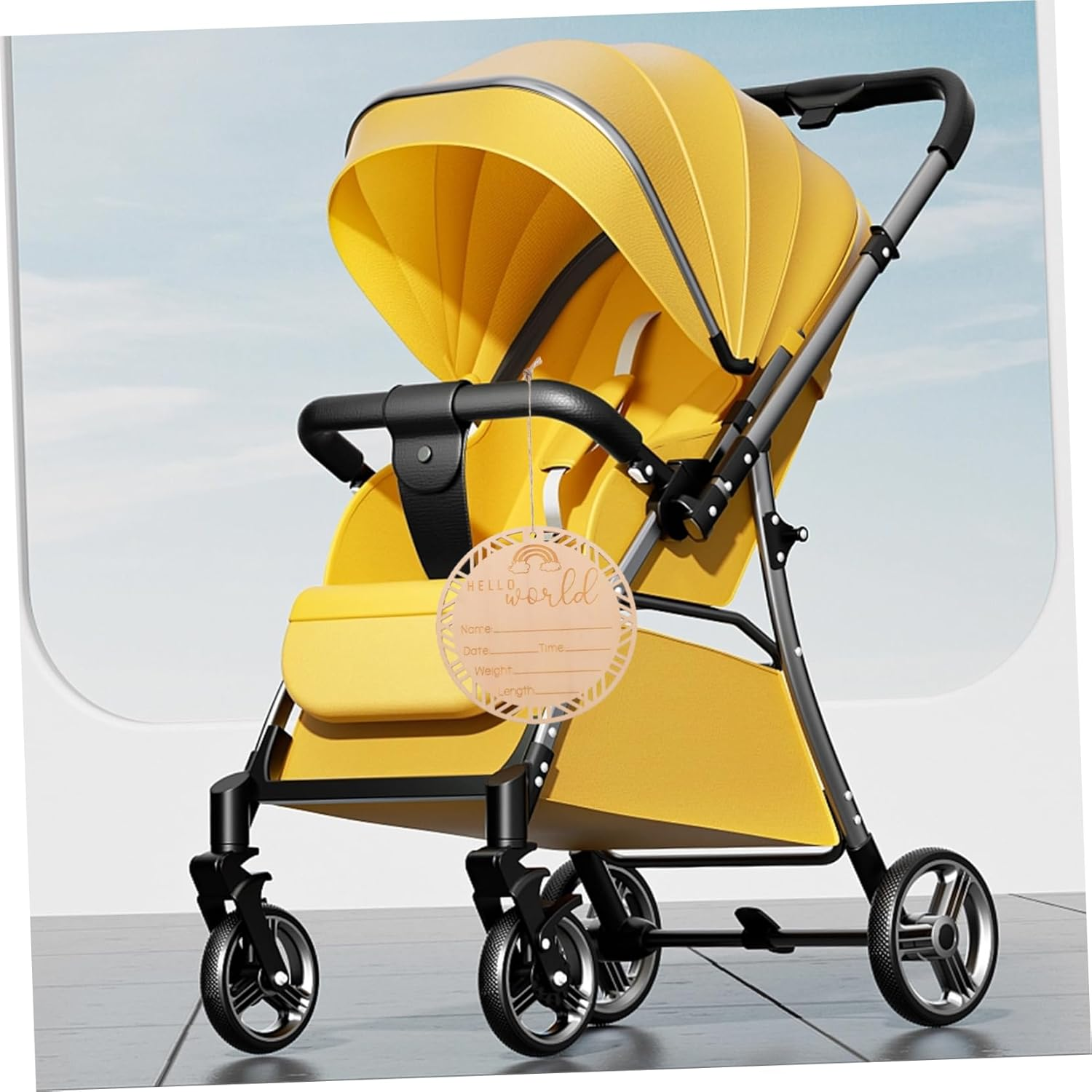 Abaodam Wooden Birth Announcement Sign round Photo Prop Natural Milestone Board for Newborn Name Weight Recording Newborn Shower Decoration image number 2