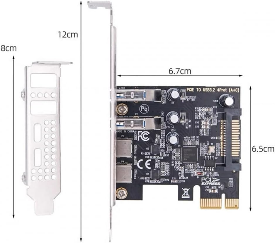 CY Card USB3.1 Gen1 5Gbps Dual Type-A & Type-C USB-C Female to PCI-E Express 1X Card Adapter Upd720201 with Low Profile Bracket image number 6