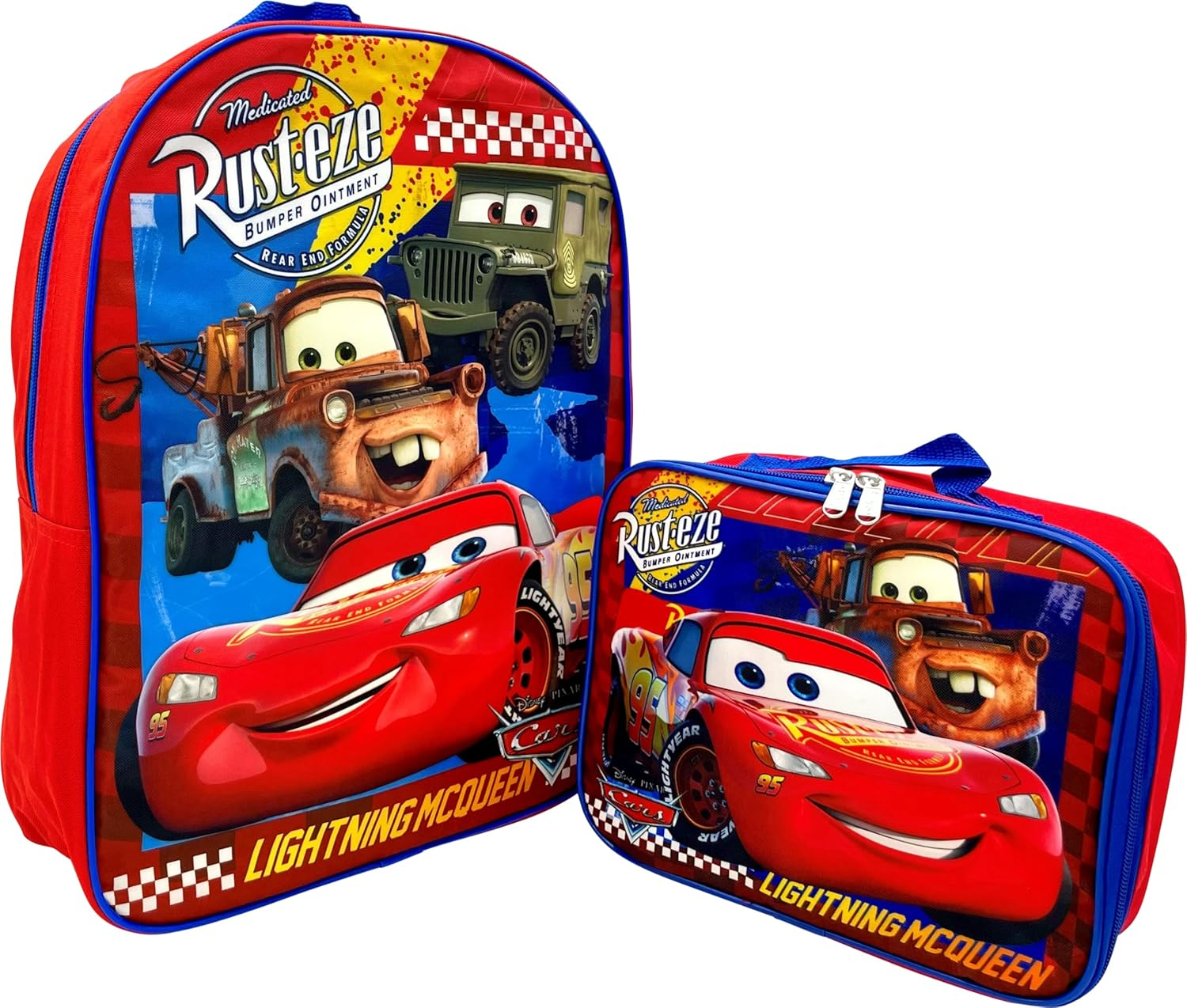 Ruz Disney Kids School Backpack with Lunch Box Set. 2 Piece 15&rdquo; Book Bag and Lunch Box Bundle (Cars) image number 1