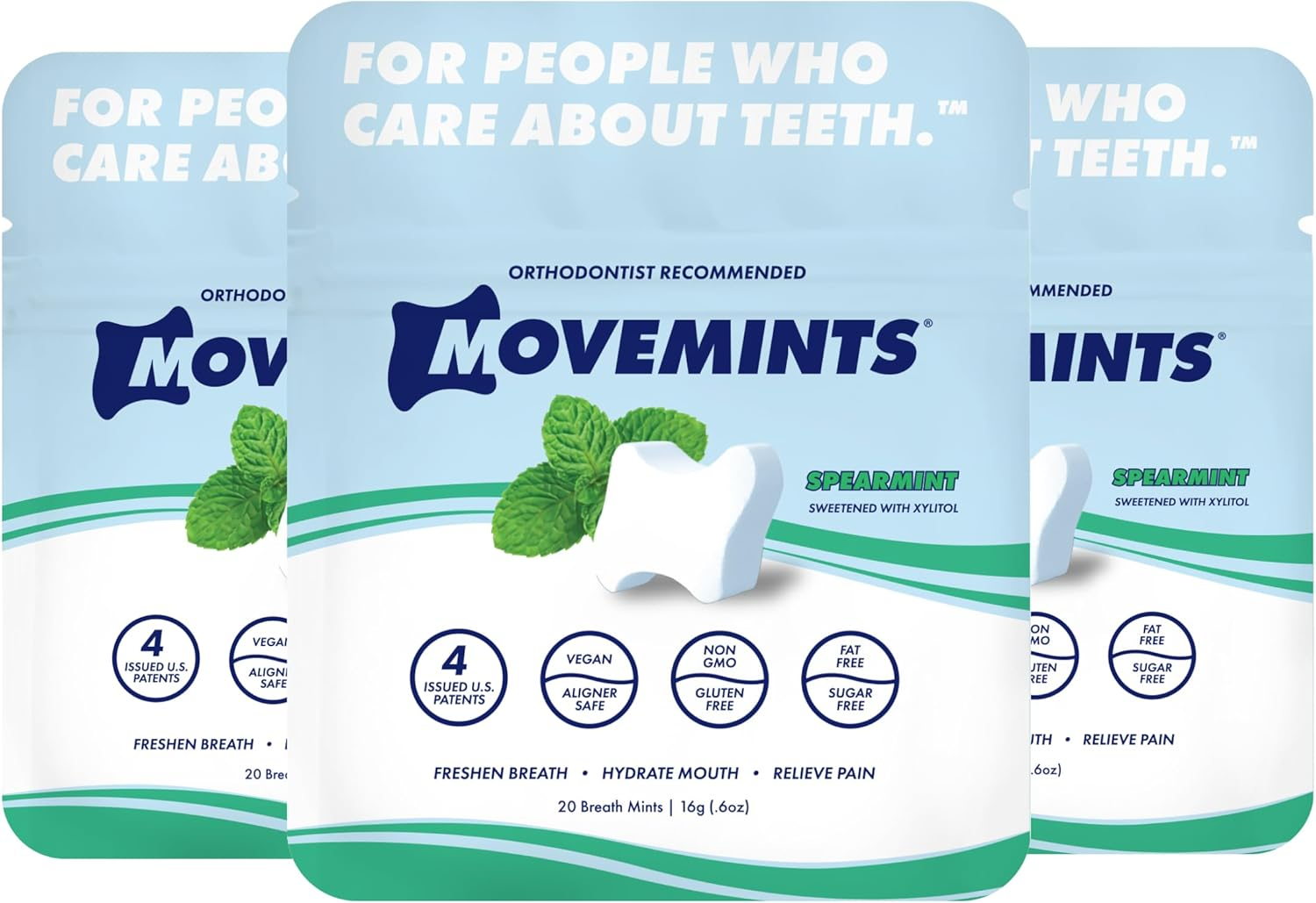 Movemints Clear Aligner Mints - Specially Designed for Invisalign Braces - Edible Alternative to Chewies - Spearmint Flavor - 7 Pack image number 4