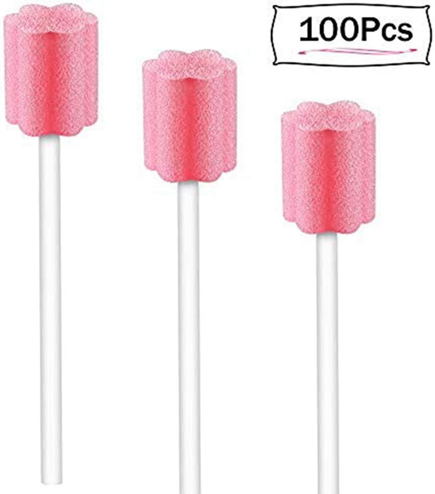 100 Pcs Oral Care Sponge Swab/Tooth Cleaning Spong Swab，Individually Wrapped Oral Care, Oral Swabs, Sponge Teeth, Oral Swabs, Pink image number 4