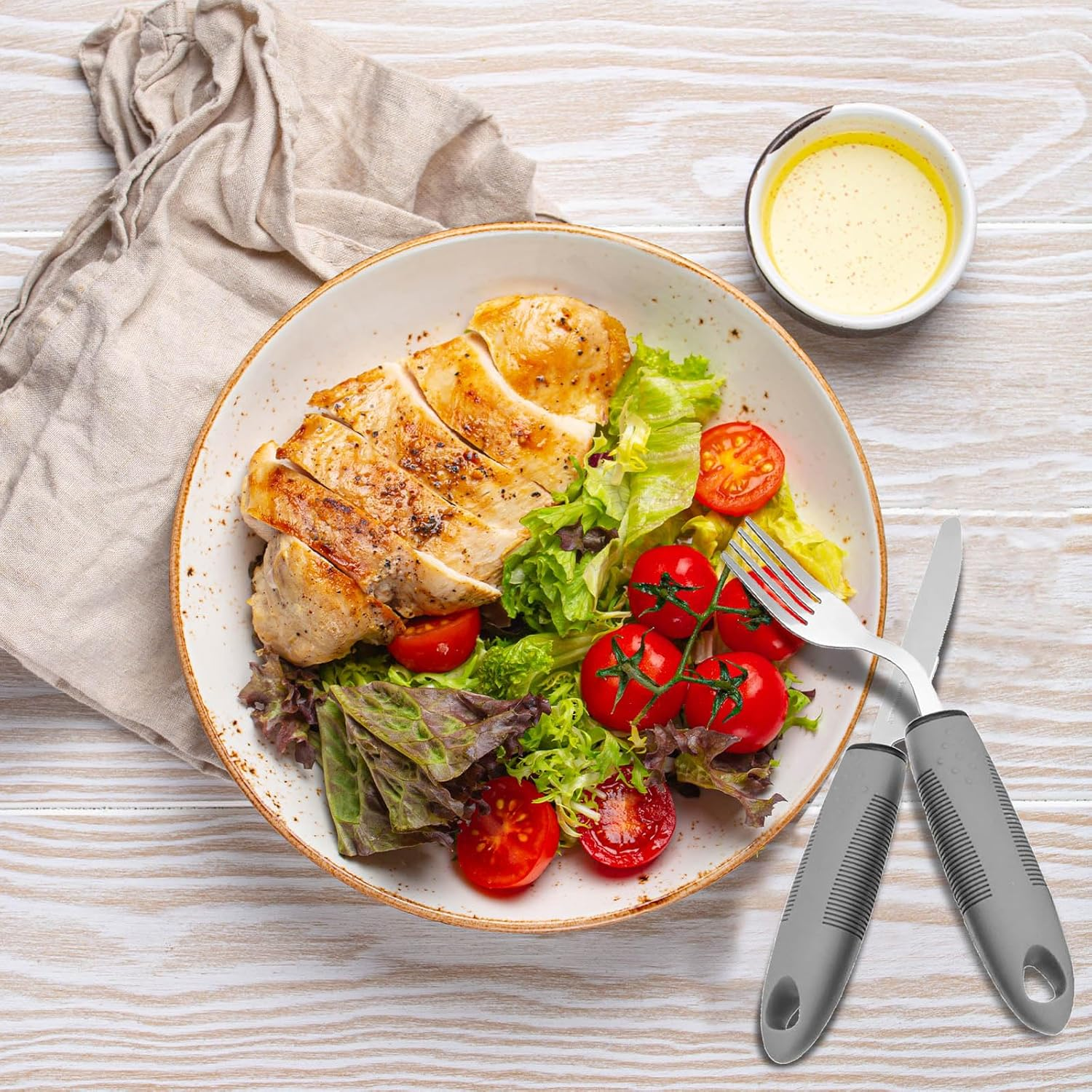 Adaptive Utensils Set, Parkinsons Utensils, Weighted Silverware for Hand Tremors, Elderly, Arthritis, Parkinsons, Adaptive Equipment&ndash;Easy Grip Aids Handle, Handicap Accessories for Daily Living (Right-Handed) image number 5