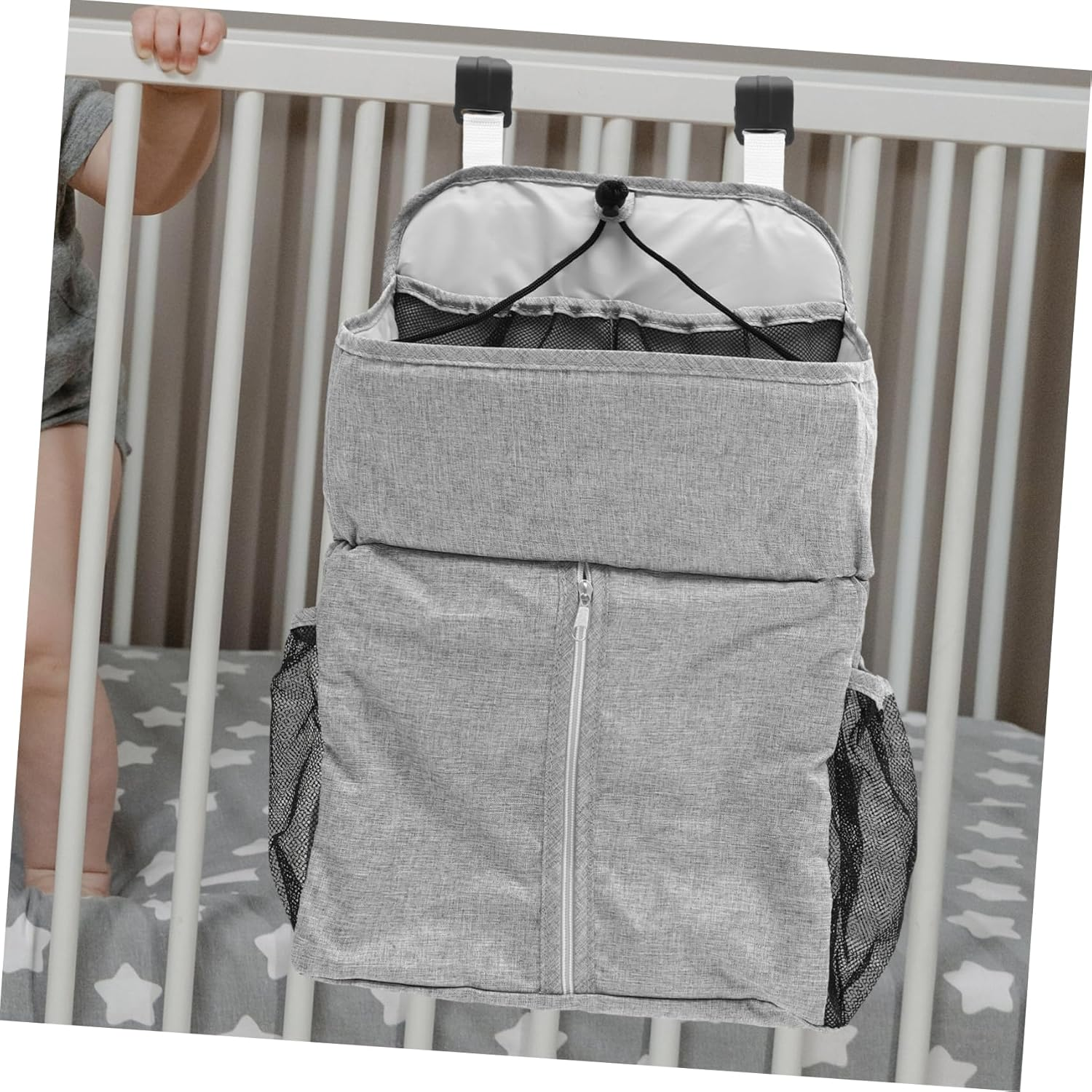 Nappy Caddy Diaper Bag Newborn Crib Storage Hanging Bag Washable Stylish image number 5