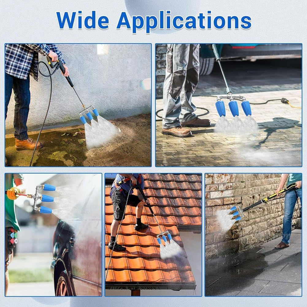 Triple Turbo Nozzle Pressure Washer, 360&deg; Rotating Turbo Nozzle with 1/4Inch Quick Connector, 2.0 Orifice, 4000 PSI
