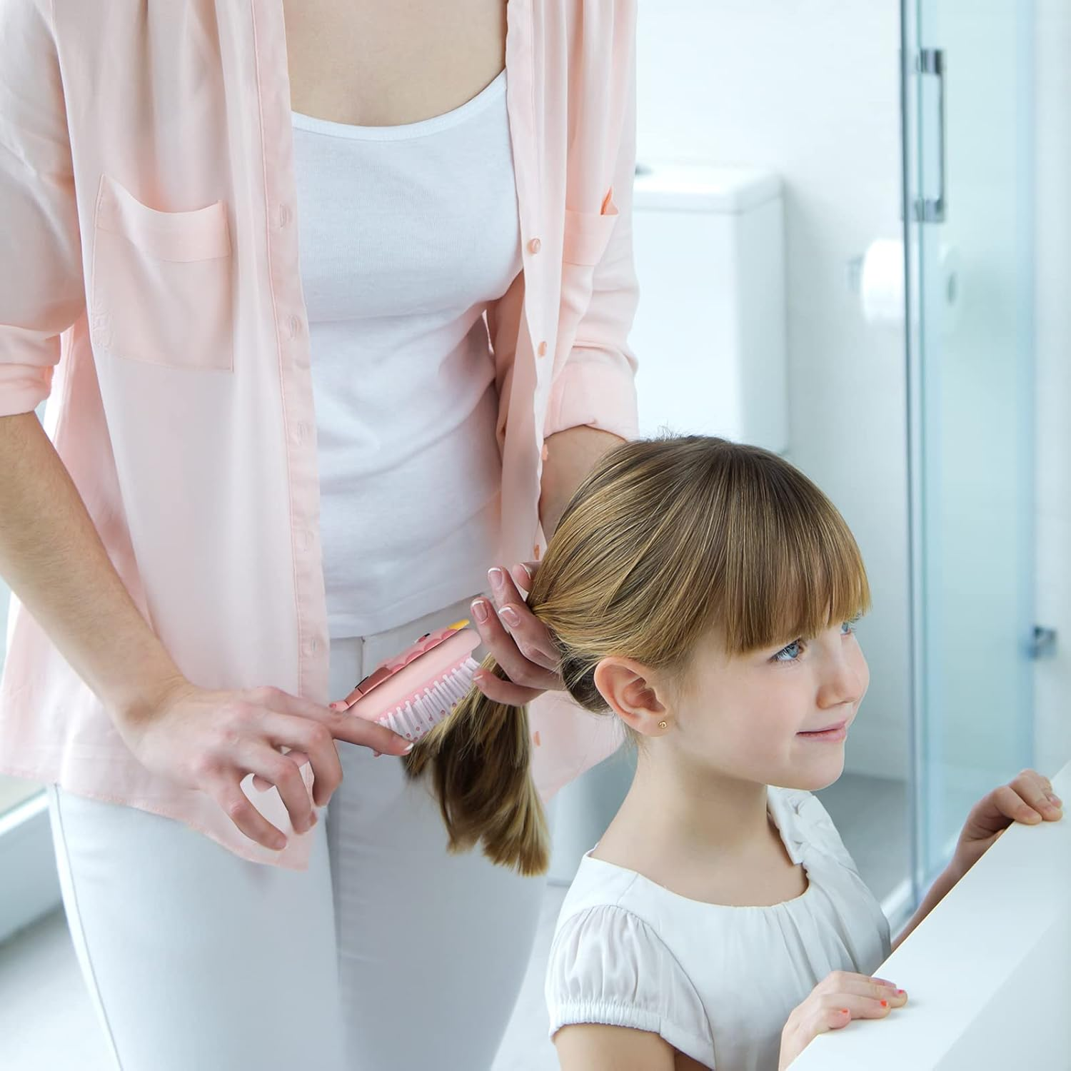 Toddler Detangler Massage Hair Brush with Air Cushion for Thin Kids Hair - Pink - 2.Pink image number 4