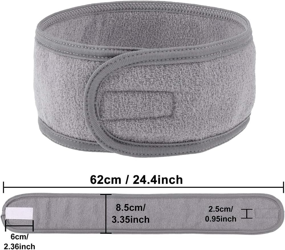 3 Pack Spa Facial Headband Makeup Hair Band Women Skincare Adjustable Headband for Bath, Makeup and Sport (Gray) image number 2