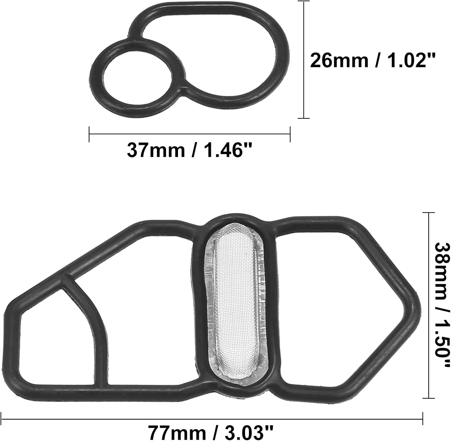 ACROPIX VTEC Solenoid Gasket Spool Valve Filter Screen Fit for Honda Prelude - Pack of 2 Black