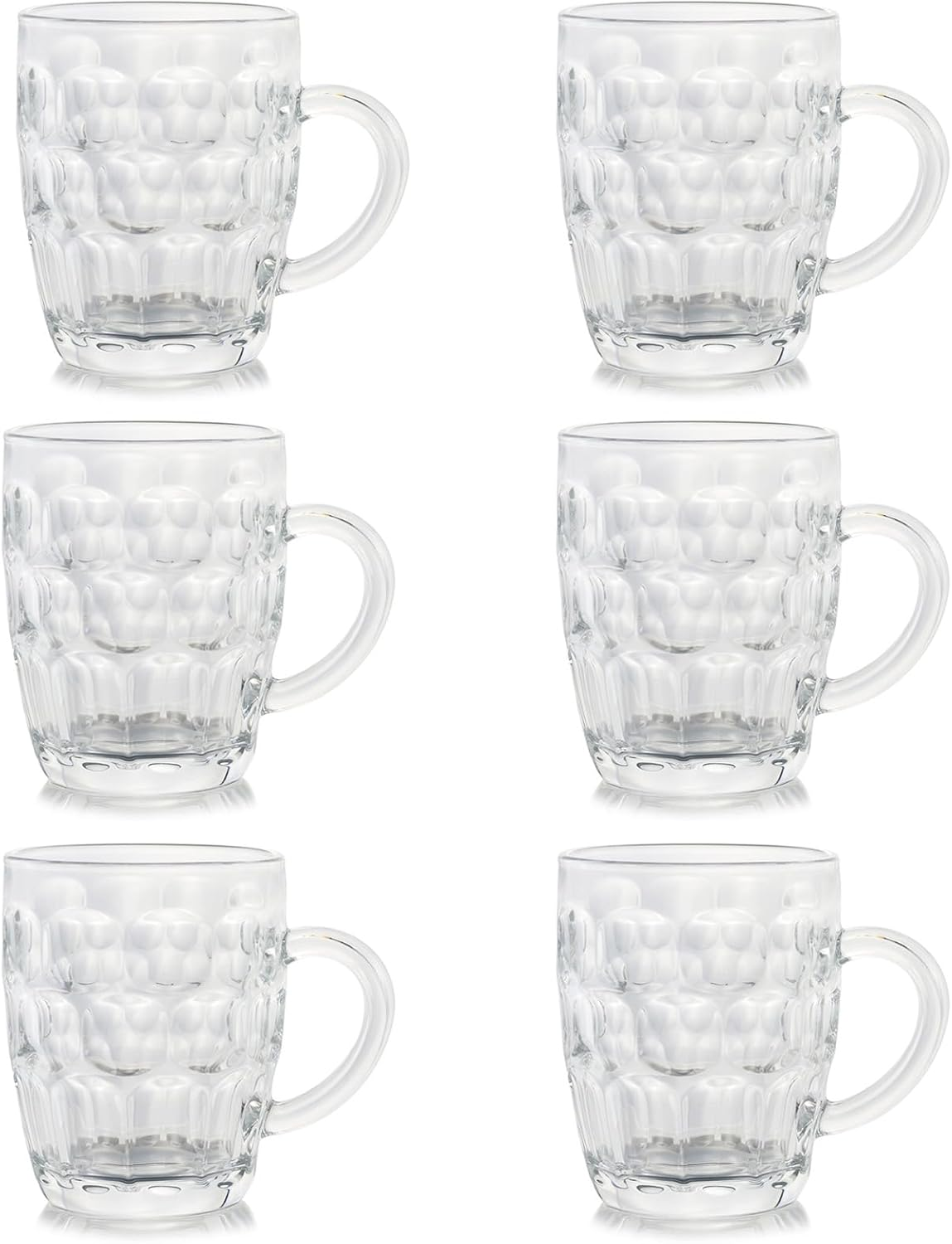 6 Pcs Glass Beer Mugs Large Beer Lead-Free Steins with Handle Traditional Stein for Bar Alcohol Coffee Teas Hot Cold Beverge image number 2