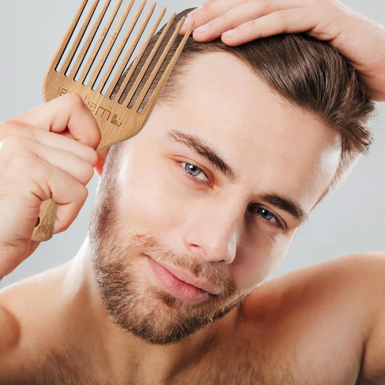 Kezvmhy Curly Hair Pick,Wide Tooth Comb Hairpick - Handmade Perfection Tangle Release Pick Hair Comb, Anti-Static Beard Pick for Men, Home, Salon Unique Gift image number 3