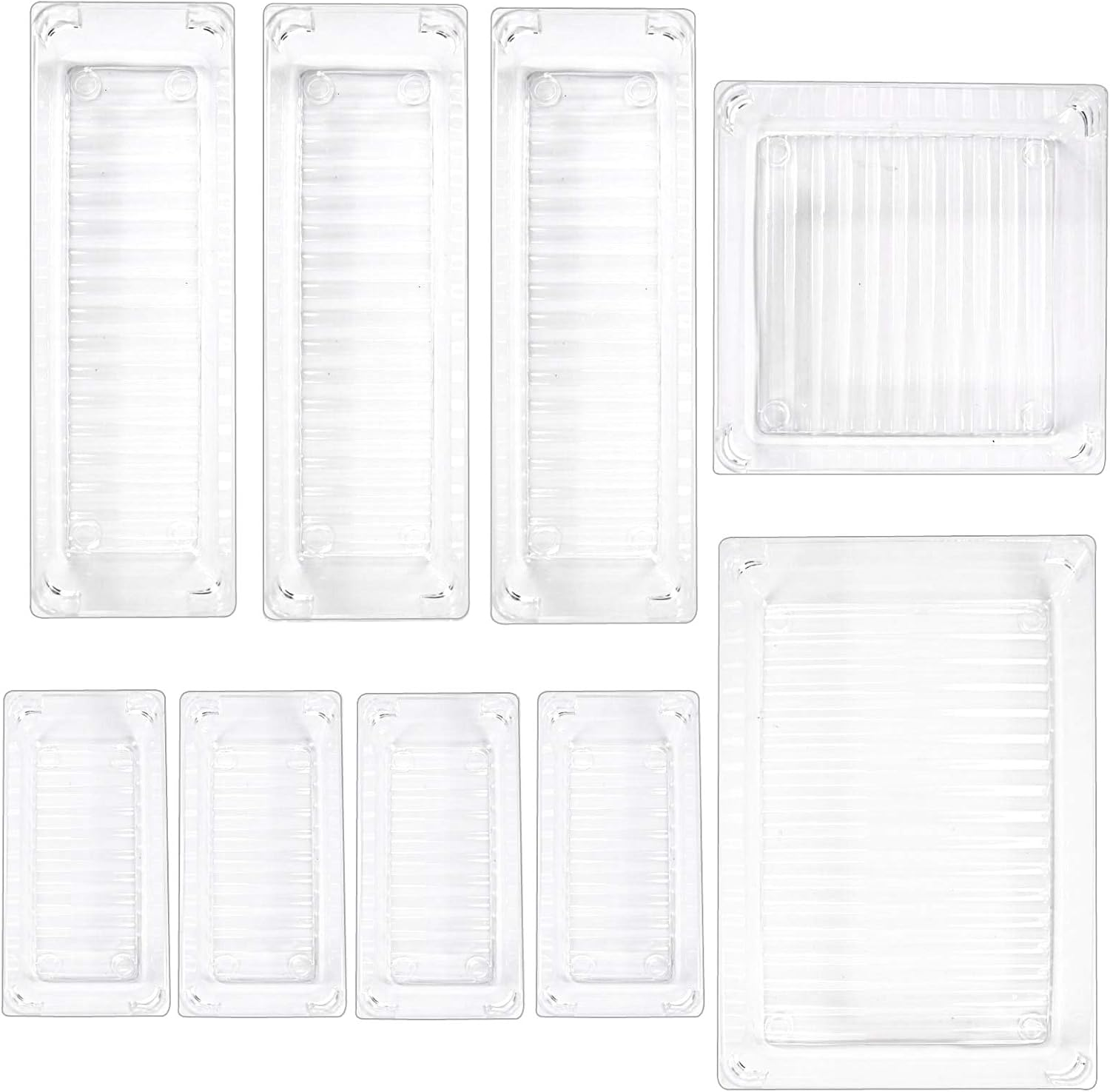 TRIXES 9PC Clear Draw Organizers - Storage Box - Make up Organizers - Kitchen Storage - Desk Organizers - Divider Trays - Kitchen Storage Containers - Assorted Sizes image number 5