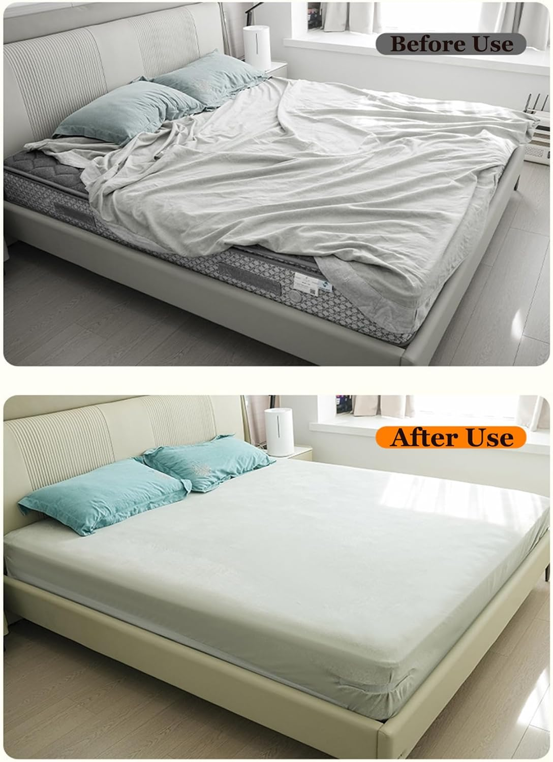 4 Pcs Non-Slip Bed Sheet Holders with 4 Transparent Lock Strips, Bedsheet Corner Tightener Clips, Secure Mattress Clips, Discrete Grippers for Fitted Sheets, Anti-Slide Bedding Fasteners (White) image number 6