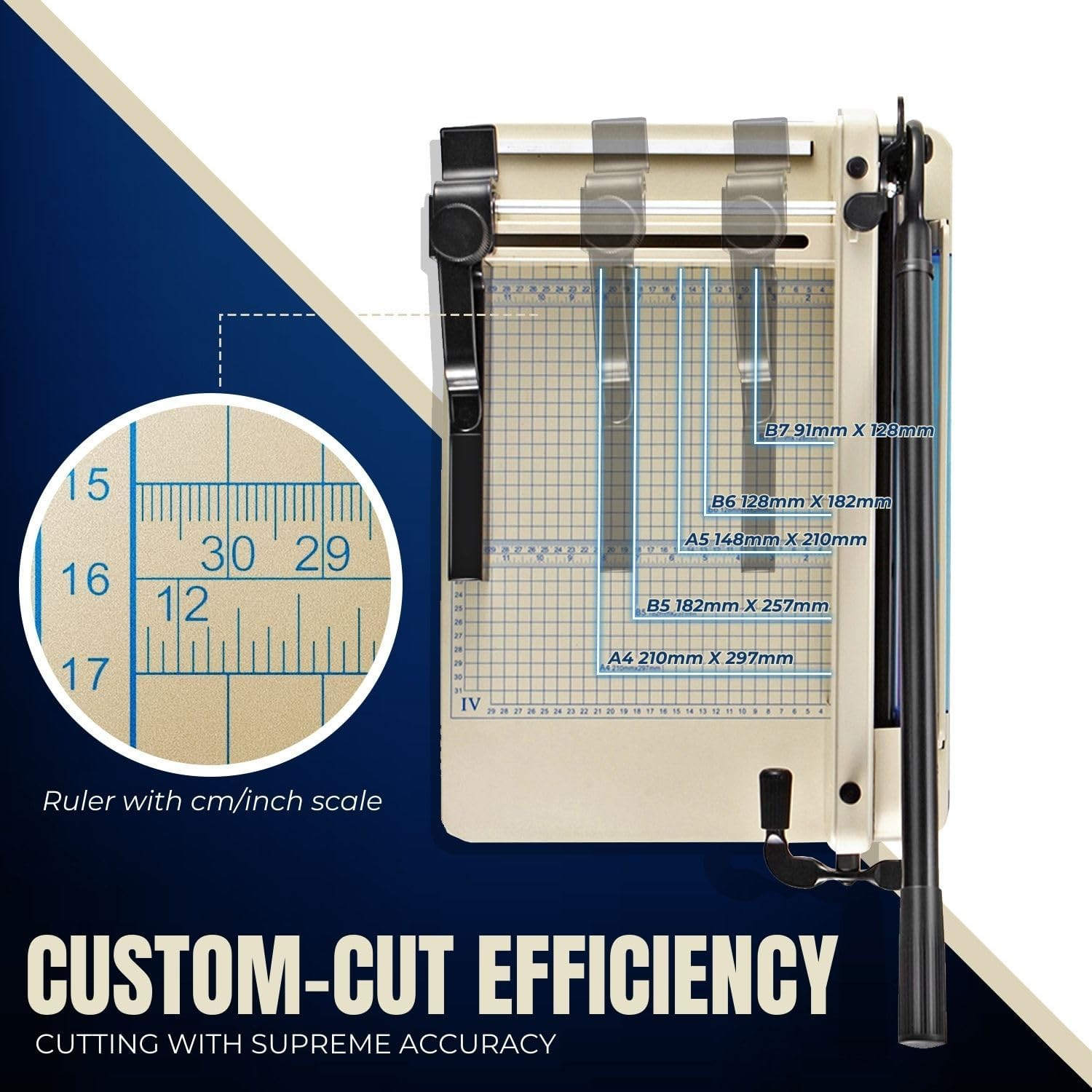 Flexzion Guillotine Paper Cutter 12 A4 Professional Industrial Heavy Duty Scrapbooking Metal Base Trimmer Machine 400 Sheet Capacity for Office Commercial Photocopy Printing Shop image number 5