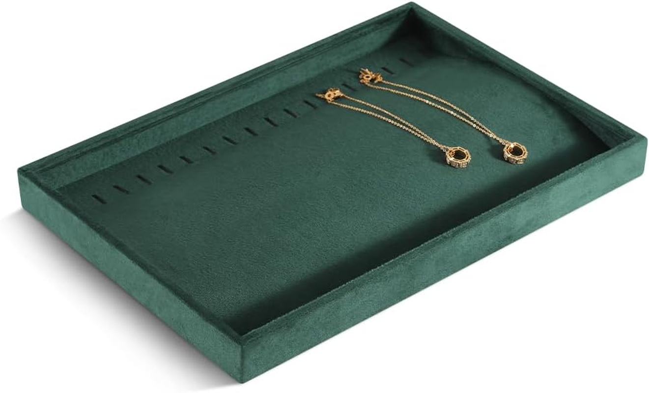 Yinbeini Velvet Necklace Pendant Bracelet Storage Tray, Stackable Jewelry Drawer Organizer Trays Long Chain Storage Organizer, Shop Cabinet Display Holder Plate, Jewellery Tray image number 3